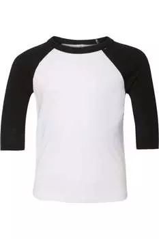 Бейсбольная футболка для малышей BELLA + CANVAS с рукавом три четверти, белый/черный