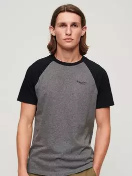 Бейсбольная футболка Essential с логотипом из органического хлопка Superdry, угольно-мергель/черный