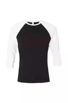 Бейсбольная футболка из парусины с рукавом 3/4 Bella + Canvas, черный