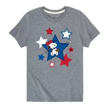Бейсбольная футболка Peanuts Snoopy Stars для мальчиков 8–20 лет Licensed Character, серый