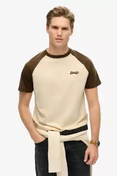 Бейсбольная футболка с логотипом Essential Superdry, коричневый