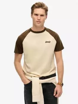Бейсбольная футболка с логотипом essential Superdry, цвет Oatmeal/Bracken Brown