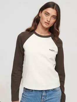 Бейсбольная футболка с логотипом Superdry Essential, кремовый/шоколадный