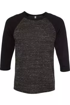 Бейсбольная футболка с рукавом три четверти BELLA + CANVAS, цвет black marble/ black