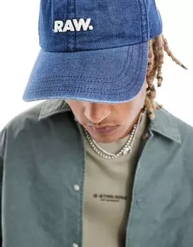 Бейсбольная кепка G-Star Raw Denim синего цвета, средней потертости