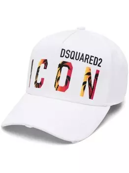 Бейсбольная кепка Icon в тропическом стиле Dsquared2, белый