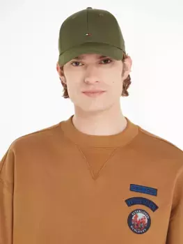 Бейсбольная кепка Tommy Hilfiger "TH FLAG COTTON 6 PANEL CAP" с тонким флажком над козырьком, зеленый