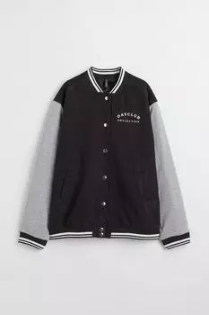 Бейсбольная куртка H&amp;M, черный/серый меланж
