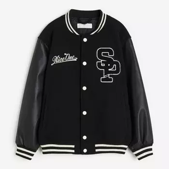 Бейсбольная куртка H&M Appliqud SP, черный