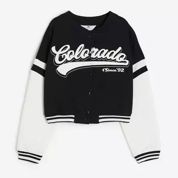 Бейсбольная куртка H&M Kids Oversized, черный/белый