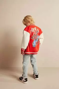 Бейсбольная куртка оверсайз с принтом H&M, красный