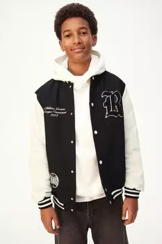 Бейсбольная куртка с аппликациями H&M, черный