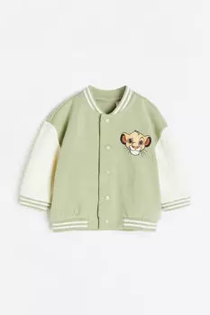 Бейсбольная куртка с принтом H&M, зеленый
