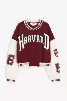 Бейсбольная куртка с принтом H&M, красный