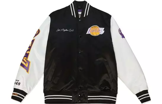 Бейсбольная куртка унисекс черный/белый Mitchell Ness