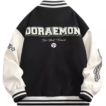 Бейсбольная куртка унисекс Doraemon, Черный (поставляется в однотонном исполнении)