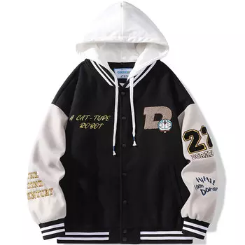 Бейсбольная куртка унисекс Doraemon, Черный (стеганый костюм без капюшона)