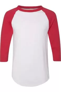 Бейсбольная майка Augusta Sportswear с рукавом реглан три четверти, белый/красный