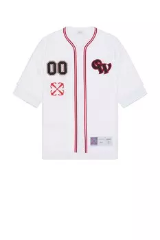 Бейсбольная рубашка с готическим логотипом Off-White, белый