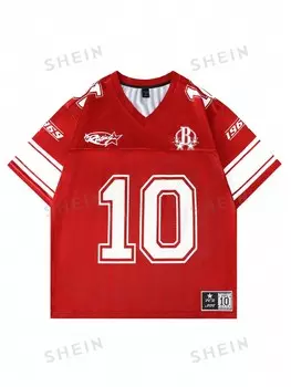 Бейсбольная рубашка Street Life, мужская футболка с коротким рукавом, укороченная спортивная рубашка в сетку, лето Romwe, красный