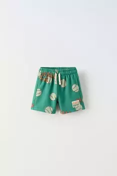 Бейсбольные шорты-бермуды ZARA, зеленоватый
