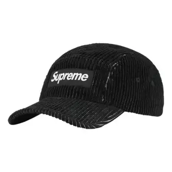 Бейсболка 2-tone corduroy camp cap 'black white' Supreme, черный