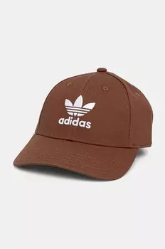 Бейсболка adidas Originals из хлопка, коричневый