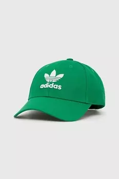 Бейсболка adidas Originals из хлопка, зеленый
