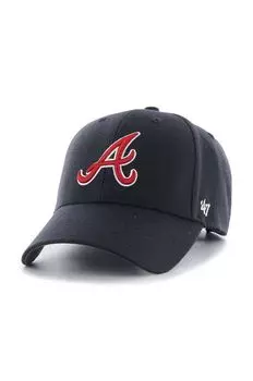 Бейсболка Atlanta Braves из смесовой шерсти 47 brand, темно-синий