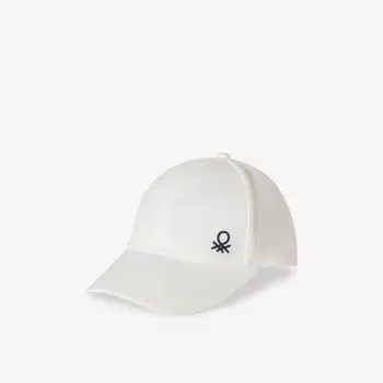 Бейсболка Benetton из хлопка с вышитым логотипом 1-6 лет, белый