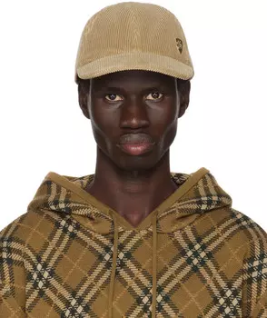 Бейсболка бежевого вельвета Burberry