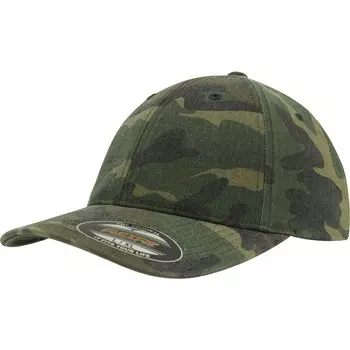 Бейсболка Brandit Flexfit Garment Washed Camo, зеленый