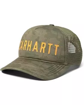 Бейсболка Carhartt Trucker Camo Logo Graphic Cap, цвет Burnt Olive Tree Camo