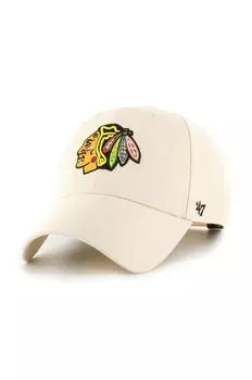 Бейсболка Chicago Blackhawks из смесовой шерсти 47 brand, бежевый