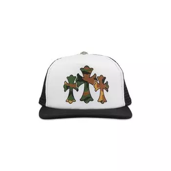 Бейсболка Chrome Hearts Triple Cross Trucker Hat, черный/белый