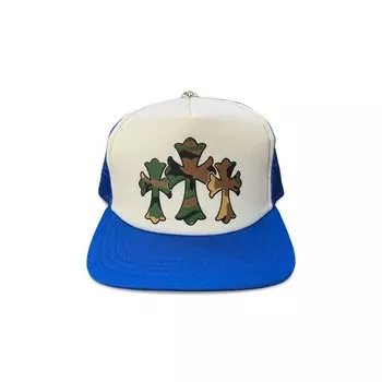 Бейсболка Chrome Hearts Triple Cross Trucker Hat, цвет Blue/White