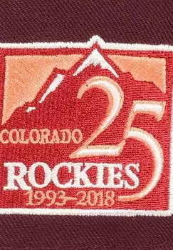 Бейсболка COLORADO ROCKIES MLB 25TH ANNIVERSARY SIDEPATCH 9FORTY A-FRAME SNAPBACK New Era, цвет weinrot
