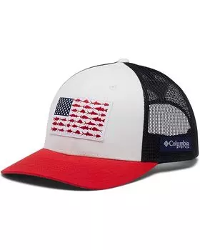 Бейсболка Columbia PFG Mesh Snapback Fish Flag Ball Cap, цвет White/Collegiate Navy/Red Spark