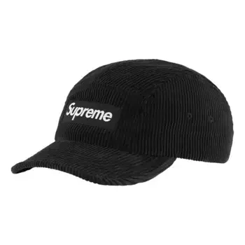 Бейсболка corduroy camp cap 'black white' Supreme, черный