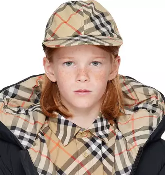 Бейсболка детская бежевая в клетку Burberry