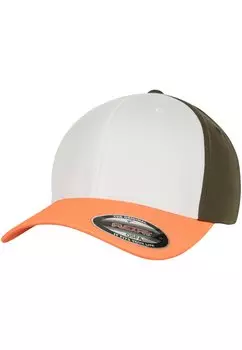 Бейсболка Flexfit, цвет neonorange/white/olive