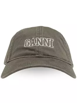Бейсболка GANNI с вышитым логотипом, зеленый