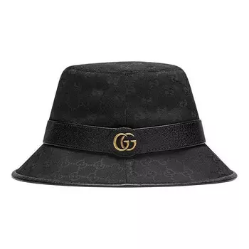 Бейсболка gg canvas bucket hat with double g 'black' Gucci, черный