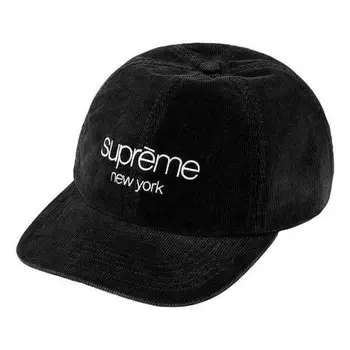 Бейсболка gore-tex corduroy classic logo 6-panel 'black white' Supreme, черный