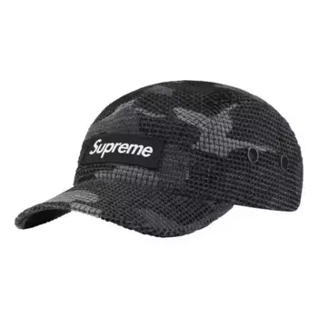 Бейсболка grid velvet camp cap 'black grey' Supreme, черный