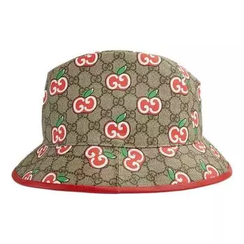 Бейсболка Gucci Canvas Fedora Hat With GG Apple Print 'Beige', коричневый