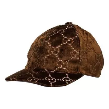 Бейсболка Gucci Velvet GG Logo Baseball Hat 'Brown', коричневый