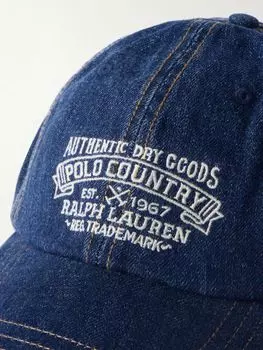 Бейсболка из денима с вышитым логотипом Polo Country POLO RALPH LAUREN, синий