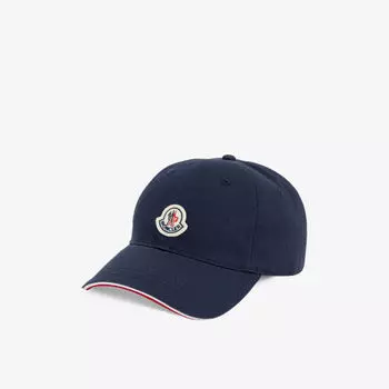 Бейсболка из хлопчатобумажной саржи с логотипом Moncler, синий
