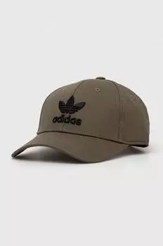 Бейсболка из хлопка adidas Originals, зеленый